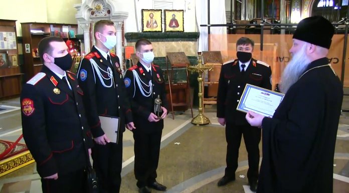 Видеосюжет о благотворительной помощи казачьему войсковому собору Александра Невского