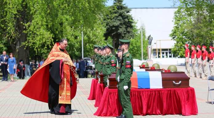 В станице Динской состоялось торжественное перезахоронение солдат, погибших в годы Великой Отечественной войны