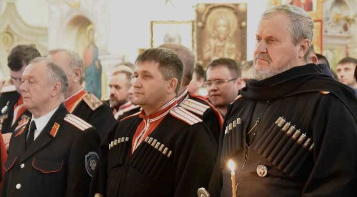 В Прощеное воскресенье казаки Кубанского казачьего войска молились на Божественной литургии в войсковом соборе
