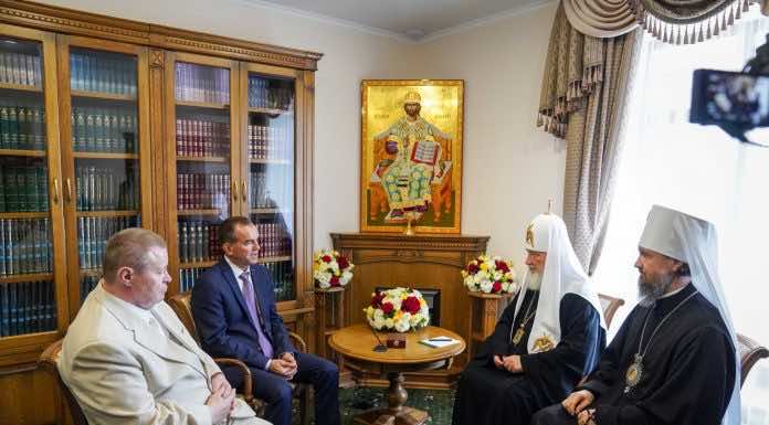 Состоялась встреча Святейшего Патриарха Кирилла с губернатором Вениамином Кондратьевым и митрополитом Григорием