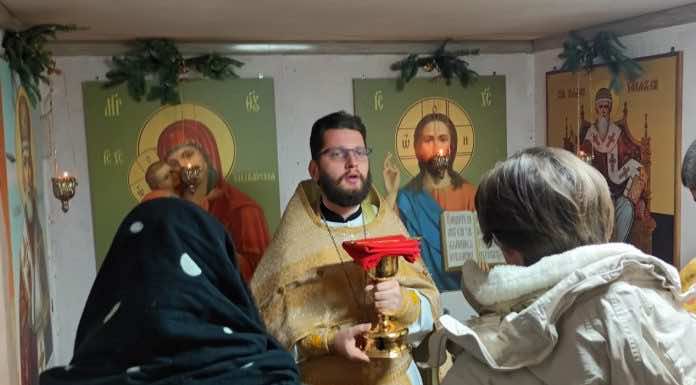 В строящемся Иоанно-Юрьевском храме поселка Краснодарский впервые отметили праздник Рождества Христова