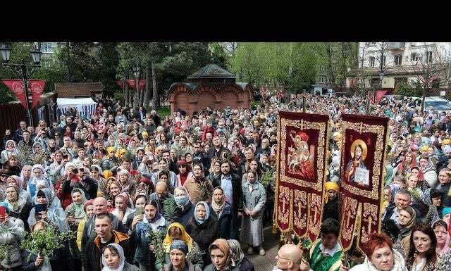Видеосюжет. Митрополит Григорий возглавил Литургию и Крестный ход в Вербное воскресенье