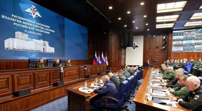 Святейший Патриарх Кирилл совместно с митрополитом Кириллом приняли участие в расширенном заседании коллегии Министерства обороны РФ