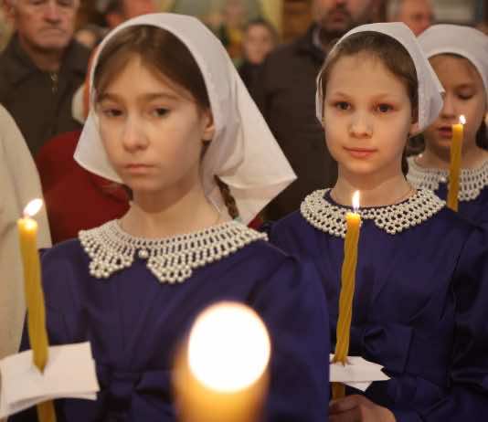 Учащиеся Русской Православной школы помолились за Литургией на Введение во храм Пресвятой Богородицы