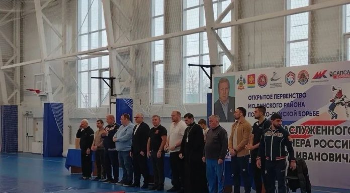 Иерей Давид Кочаров посетил открытое первенство МО Динского района по греко-римской борьбе