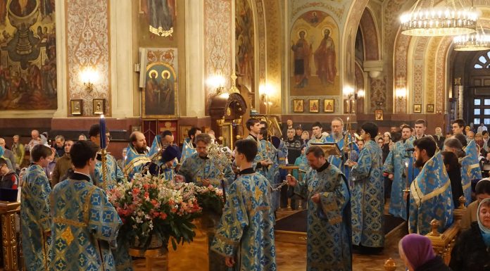 Накануне праздника Похвалы Божией Матери митрополит Василий совершил утреню с чтением акафиста в Свято-Екатерининском кафедральном соборе