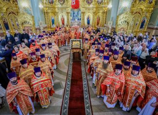 Митрополит Екатеринодарский и Кубанский Василий сослужил митрополиту Ставропольскому и Невинномысскому Кириллу в Казанском кафедральном соборе