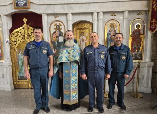 В храме свт. Спиридона Тримифунтского станицы Северской прошел молебен с сотрудниками МЧС