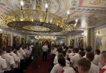 В домовом храме при Кубанском казачьем кадетском корпусе состоялось причастие кадетов седьмой сотни