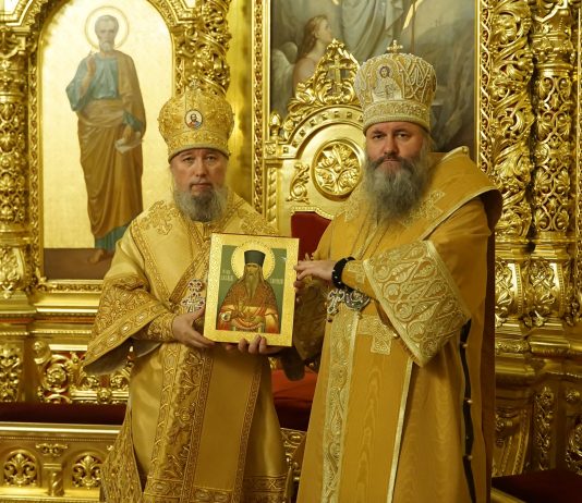 Митрополит Самарский и Новокуйбышевский Феодосий подарил икону самарского святого митрополиту Василию